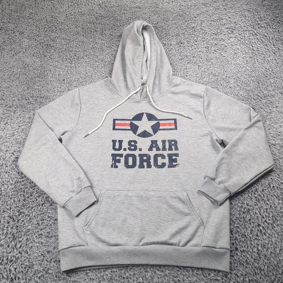 US Air Force Hoodie Men Medium Gray USA Pullover USAF Logo Sweatshirt Patriotic - Picture 1 of 6